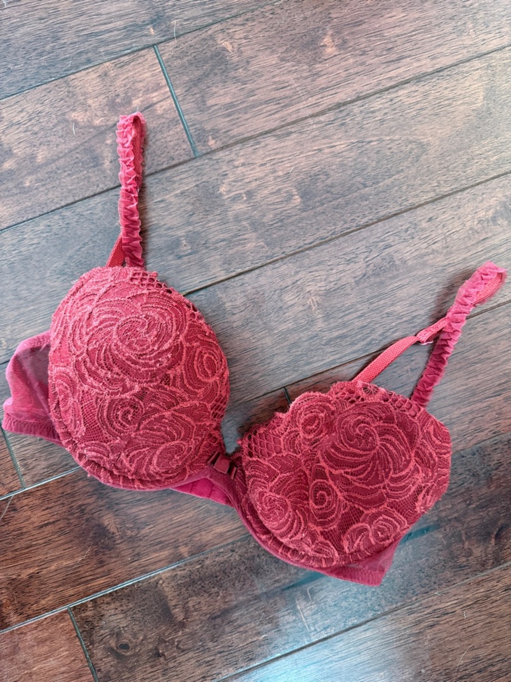 La Perla Red Lace Floral Light Padded Push Up Bra 34C - Picture 1 of 7